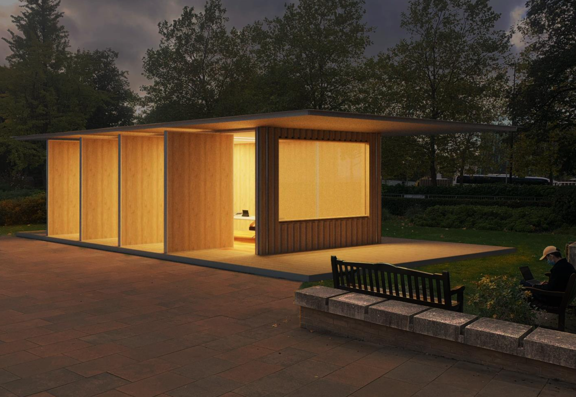 Climate-responsive studio with a convertible wall system